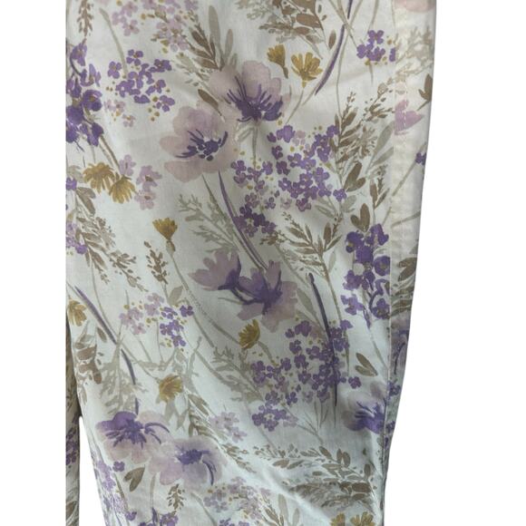 Old Navy Purple Floral Office Work Straight Leg Pixie Dress Pants Size 4 Tall - Picture 7 of 13